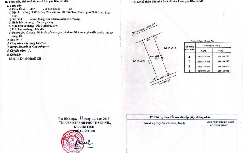 ĐẤT ĐẸP– GIÁ TỐT– CHÍNH CHỦ BÁN TẠI Khu QHDC đường Chu Văn An, Vũ Phúc, TP Thái Bình, Thái Bình